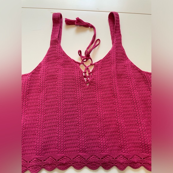 Crochet Pink Crop Tank - Picture 5 of 7